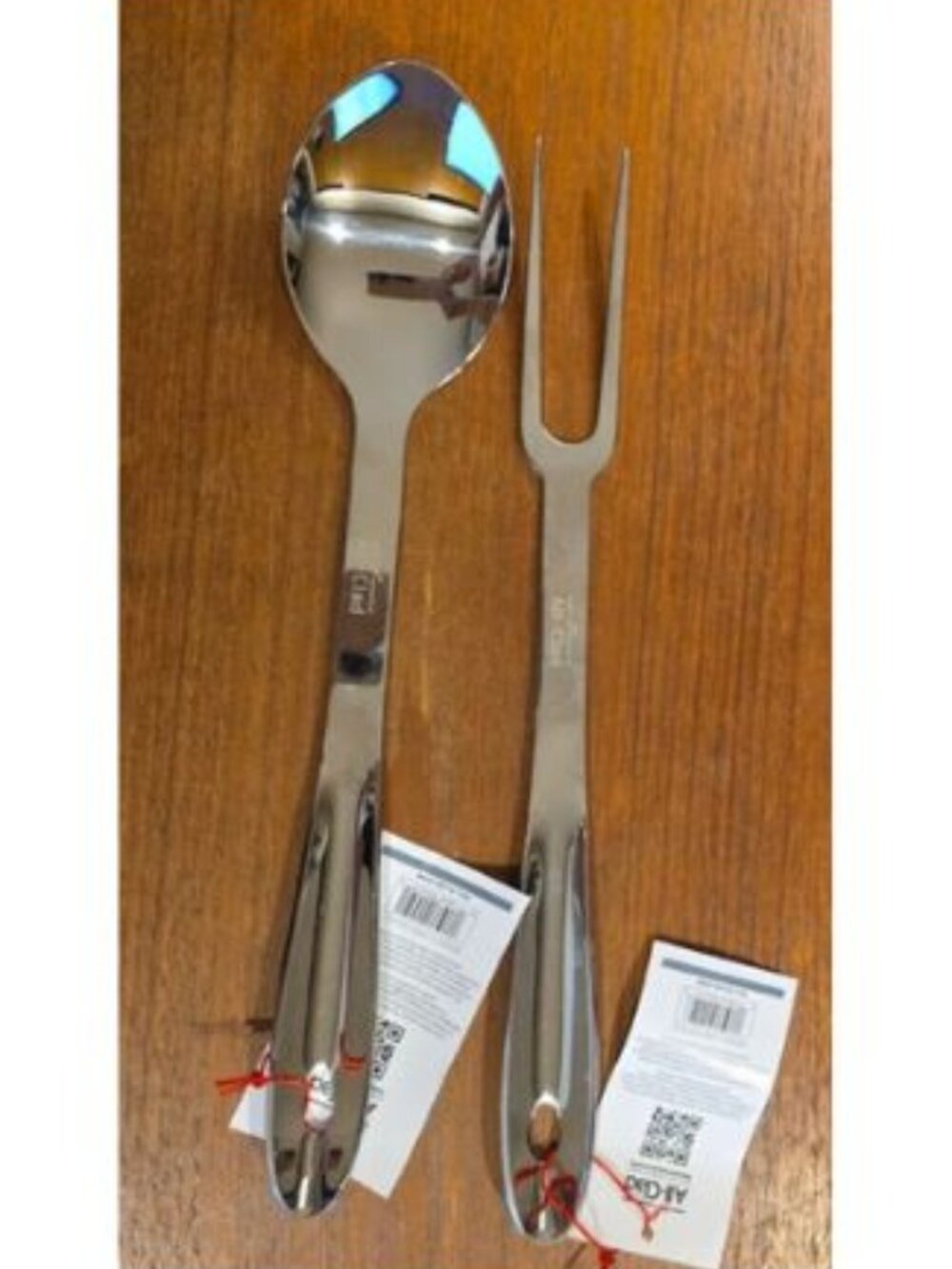 NWT ALL-CLAD POLISHED STAINLESS STEEL 13" FORK & SPOON SET